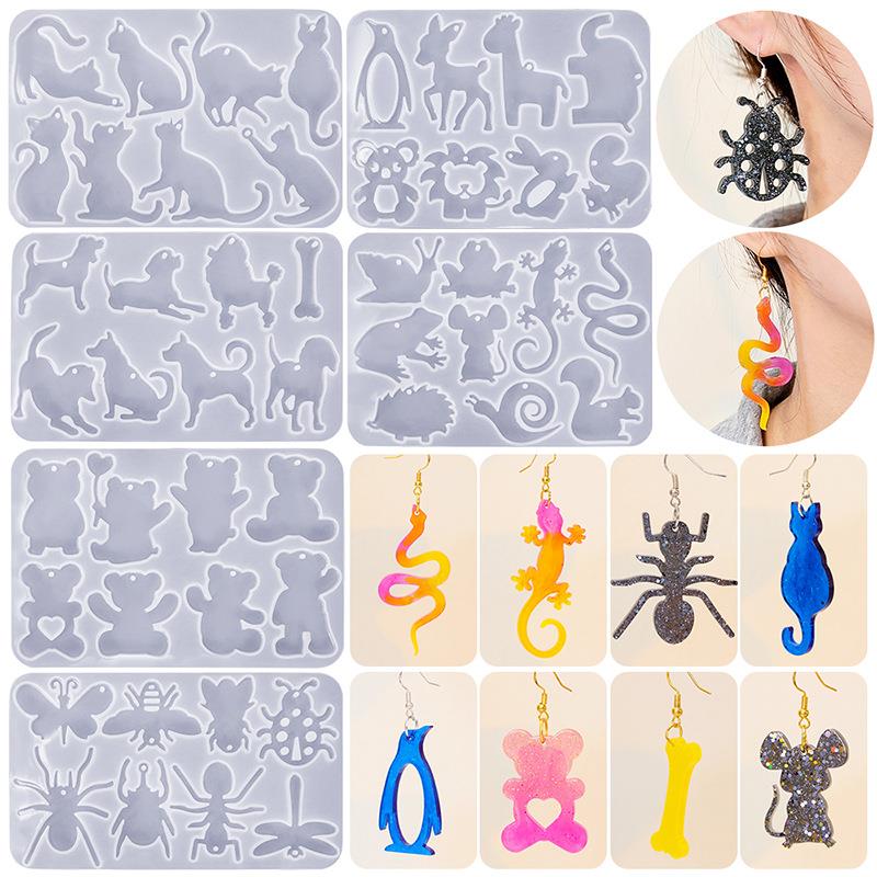 Model Kit Varnish - シリコンモールドエポキシ樹脂,DIY動物シリーズ,ペンダント,イヤリングチャーム,ジュエリー作り,犬,クマ