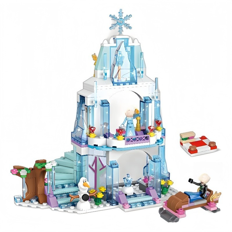 Model Kit House - エルサアイスキャッスルビルディングブロックセット プリンセスアイスパレスブリックおもちゃ オラフとソリ付き 女の子向けクリエイティブSTEMギフト