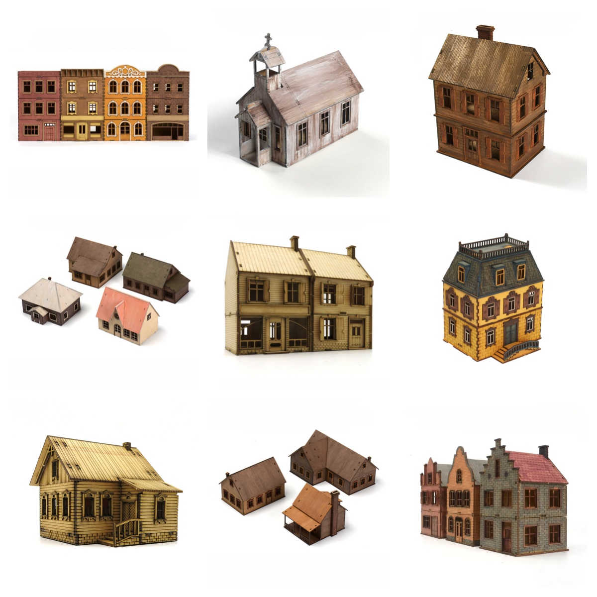 Model Kit House - 1/72 木製組み立てハウス ヨーロッパ建築 ロウハウス 店舗 教会