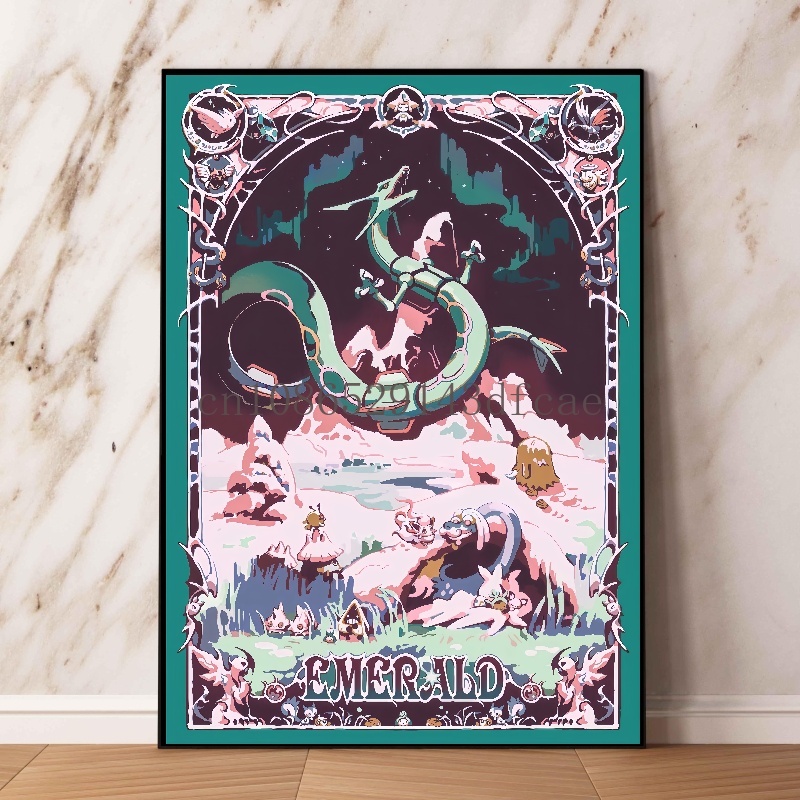 子供のためのレトロなポケモン漫画のポスター,古典的なアニメの - Model Kit Rayquaza のレビューと価格